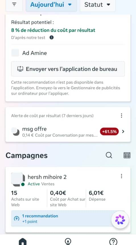 حملة: 15 كوموند، 0,40 € للكوموند، 6,01 € مصروف